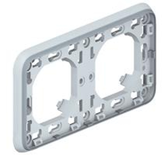 Legrand Furniture Супорт з рамкою для вбудованого монтажу Legrand Plexo, 2 пости, горизонтальна установка, сірий