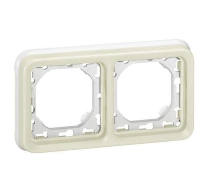 Legrand Furniture Супорт з рамкою для вбудованого монтажу Legrand Plexo, 2 пости, горизонтальна установка, білий
