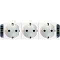 Legrand SCS Блок розеток електричних Legrand Mosaic, 3хSchuko для кабельних каналів DLP, Quintella, 16А, 250В, гвинтові клеми, 6 модулів, в короб, білий