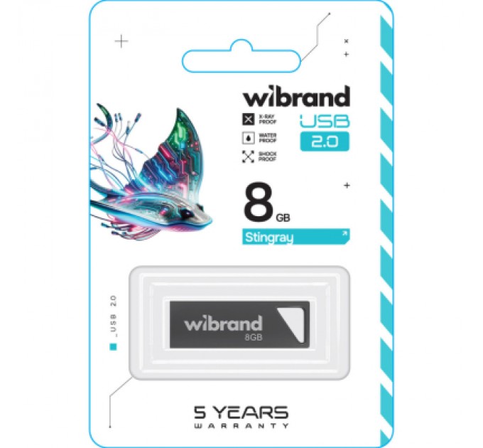USB флеш накопичувач Wibrand 8GB Stingray Grey USB 2.0 (WI2.0/ST8U5G)
