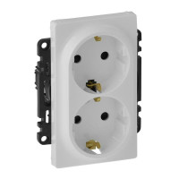 Розетка подвійна зі шторками 2К+З Legrand Valena LIFE, 16А, 250V, автоматичні клеми, білий
