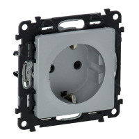 Розетка Schuko Legrand Valena LIFE, 16А, 250V, автоматичні клеми, алюміній