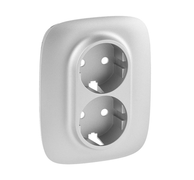 Legrand Furniture Лицьова панель подвійної розетки Schuko Legrand Valena ALLURE, IN*MATIC, алюміній
