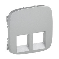 Лицьова панель подвійної розетки RJ11/RJ45 Legrand Valena ALLURE, IN*MATIC, алюміній