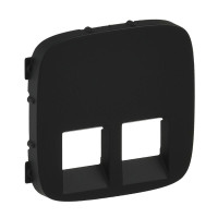 Лицьова панель подвійної розетки RJ11/RJ45 Legrand Valena ALLURE, IN*MATIC, антрацит