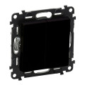 Legrand Furniture Вимикач 2-х клавішний Legrand Valena Life, 10AX, 250V, автоматичні клеми, матовий чорний
