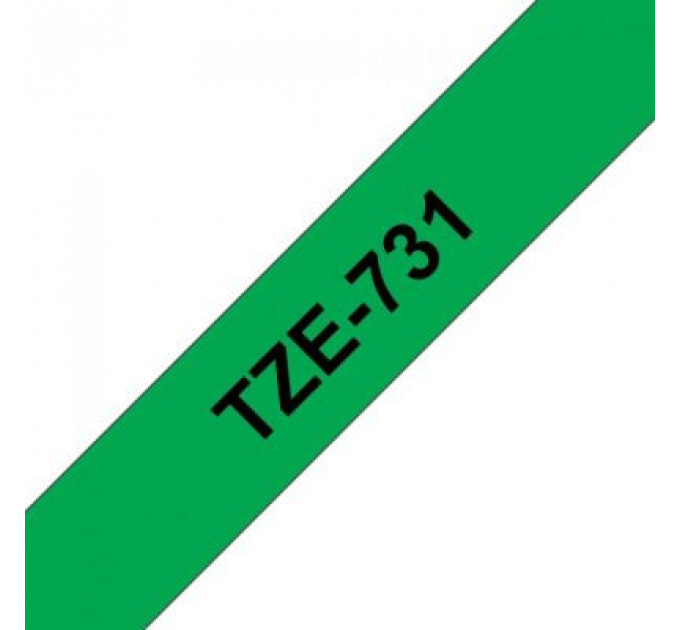Стрічка для принтера етикеток UKRMARK B-T731P-BK/GR, сумісна з TZE731. Розміри стрічки: 12 мм х 8 м. black on зелений (900600)