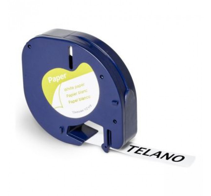Стрічка для принтера етикеток UKRMARK D-91200-BK/WT, сумісна з DYMO 91200/S0721510, для серії LT. 12мм х 4м. black on white (900618)