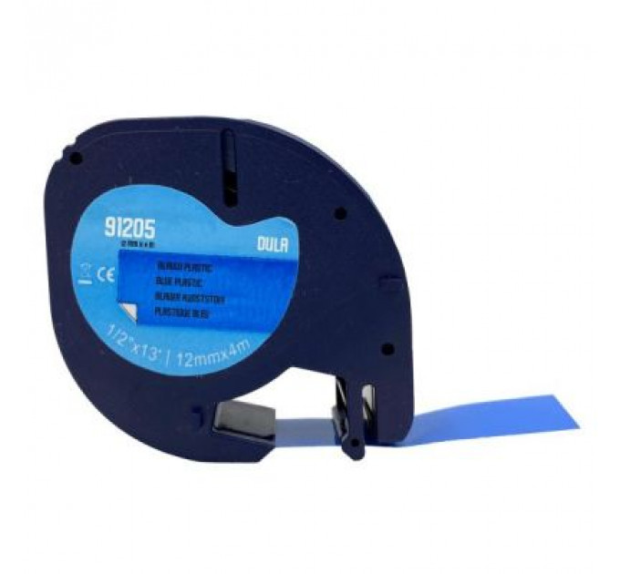 Стрічка для принтера етикеток UKRMARK D-91205-BK/BL, сумісна з DYMO 91205/S0721650, для серії LT. 12мм х 4м. black on синьому (900445)