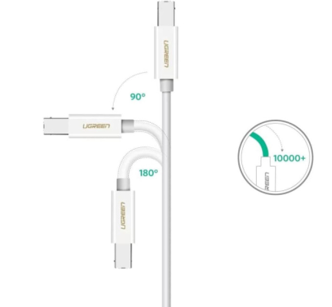 Ugreen Кабель для принтера Ugreen USB-C 2.0 to BM 1.5m white (40417)