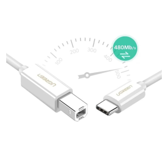 Ugreen Кабель для принтера Ugreen USB-C 2.0 to BM 1.5m white (40417)