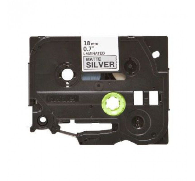 Стрічка для принтера етикеток UKRMARK B-TM941P, 18мм х 8м, black on matte silver, совместимая с TZeM941, ламинированная (900502)