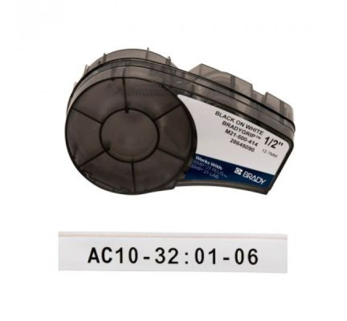 Стрічка для принтера етикеток Brady M21-500-414 BradyGrip, 12.7мм х 3.05м, black on white, Velcro (151515)