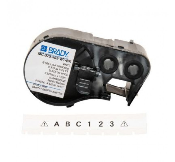 Стрічка для принтера етикеток Brady MC-375-595-WT-BK 9,53мм х 7,62м, black on white, vinyl (139923)