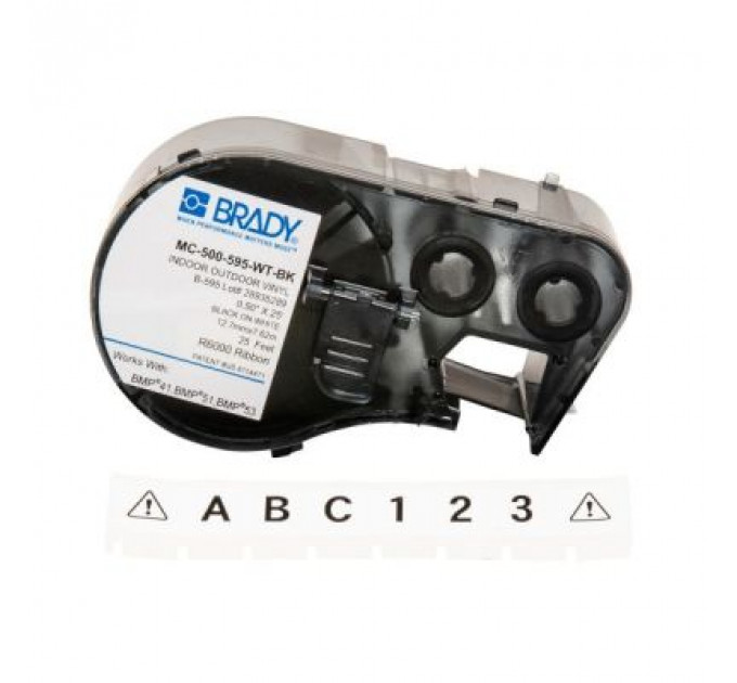 Стрічка для принтера етикеток Brady M4C-500-595-WT-BK 12,70мм х 7,62м, black on white, vinyl (143371)