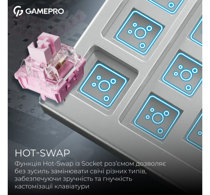 GamePro Клавіатура бездротова GamePro Asgard Valhalla QLAB Sakura Switch White With Display (MK160-W-D-QS-PRO)