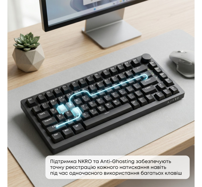 Ajazz Клавіатура Ajazz AK820 Red Switch Black USB-C (AK820-R-B)