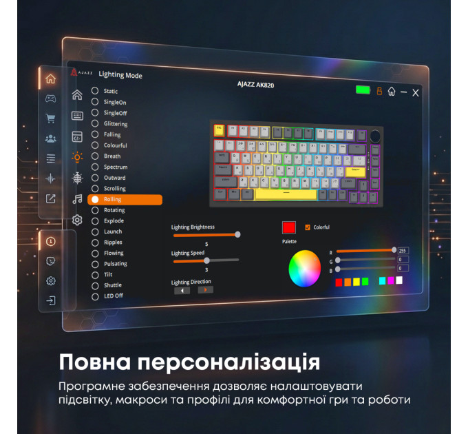 Ajazz Клавіатура Ajazz AK820 Sea Salt Switch Black USB-C (AK820-SS-BGY)