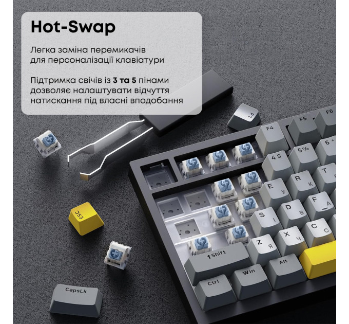Ajazz Клавіатура Ajazz AK820 Sea Salt Switch Black USB-C (AK820-SS-BGY)