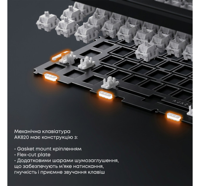 Ajazz Клавіатура Ajazz AK820 Sea Salt Switch Black USB-C (AK820-SS-BGY)