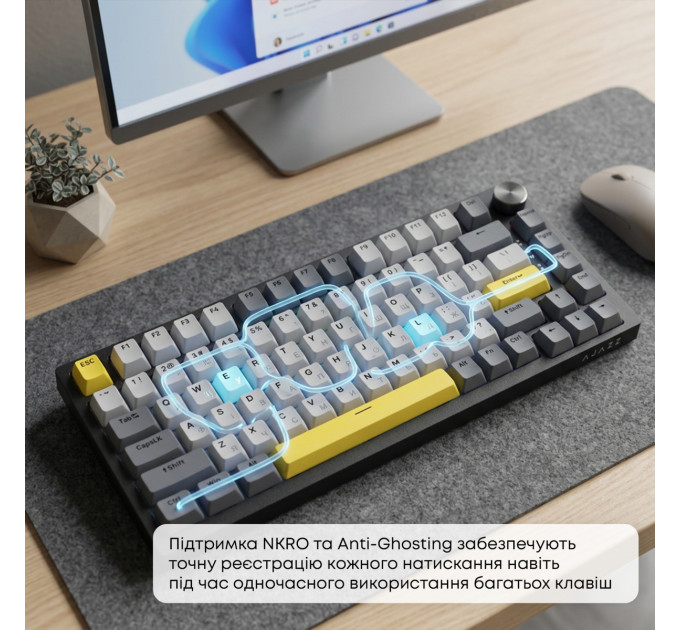 Ajazz Клавіатура Ajazz AK820 Sea Salt Switch Black USB-C (AK820-SS-BGY)
