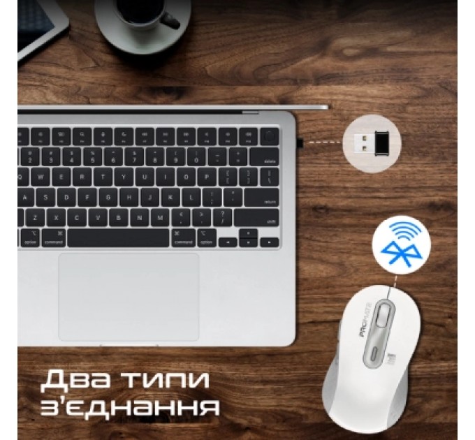 Мишка Promate Ken Wireless/Bluetooth White (ken.white)