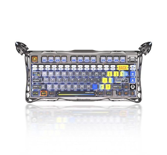 GravaStar Клавіатура механічна GravaStar Mercury K1 Pro 80keys, GravaStar x Kailh Speedy Mint, BT/WL/USB, RGB, Interstellar Silver