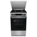 Gorenje HA Плита Gorenje комбінована, 70л, 50x60см, метал. кришка, дисплей, IconLed, емальовані реш, титан