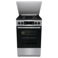 Плита Gorenje комбінована, 70л, 50x60см, метал. кришка, дисплей, IconLed, емальовані реш, титан