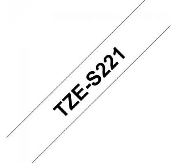 Стрічка для принтера етикеток UKRMARK B-S-T221P, надклейка, 9мм х 8м, black on white, аналог TZeS221 (900605)
