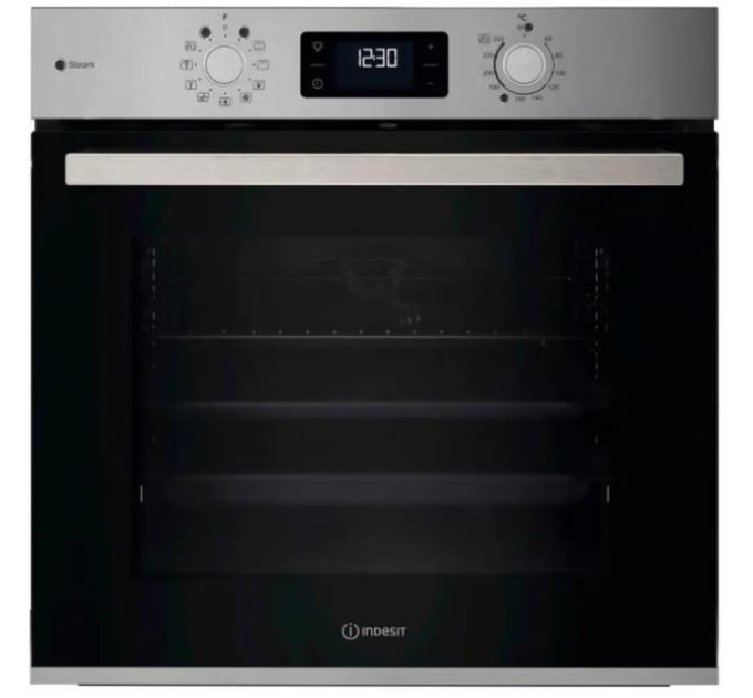 Indesit Духова шафа Indesit електрична, 71л, A+, дисплей, конвекція, телескопічні напрямні, нерж