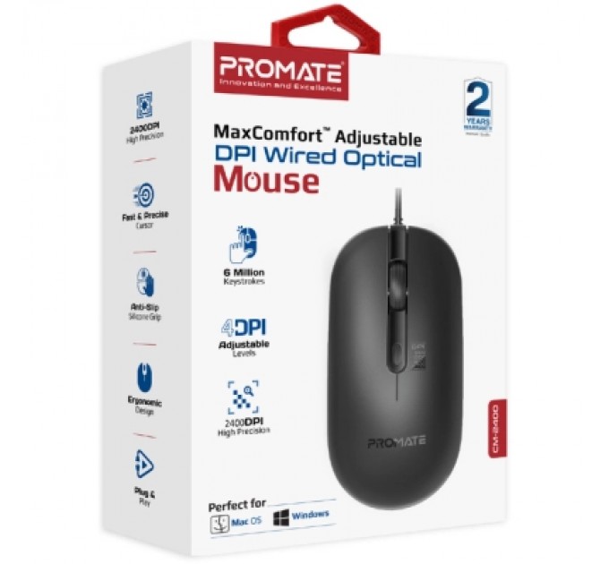 Мишка Promate CM-2400 USB Black (cm-2400.black)