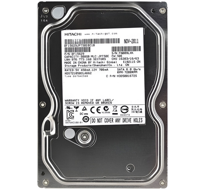Hitachi Накопичувач HDD 3.5" SATA 500GB Hitachi 7200rpm 16MB (HDS721050CLA662)_Refurbished