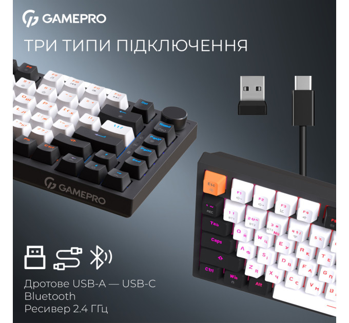 GamePro Клавіатура бездротова GamePro Asgard Valhalla QLAB Sakura Switch Black (MK160-B-QS-PRO)