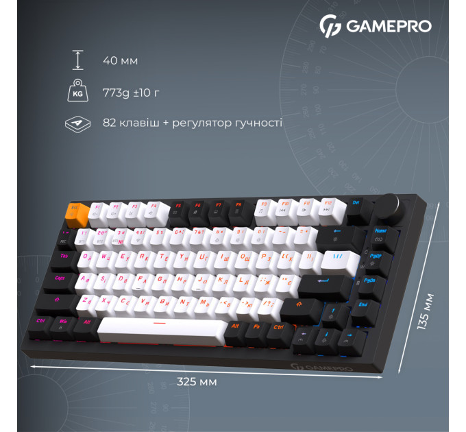 GamePro Клавіатура бездротова GamePro Asgard Valhalla QLAB Sakura Switch Black (MK160-B-QS-PRO)