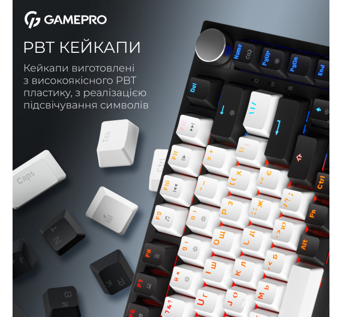 GamePro Клавіатура бездротова GamePro Asgard Valhalla QLAB Sakura Switch Black (MK160-B-QS-PRO)
