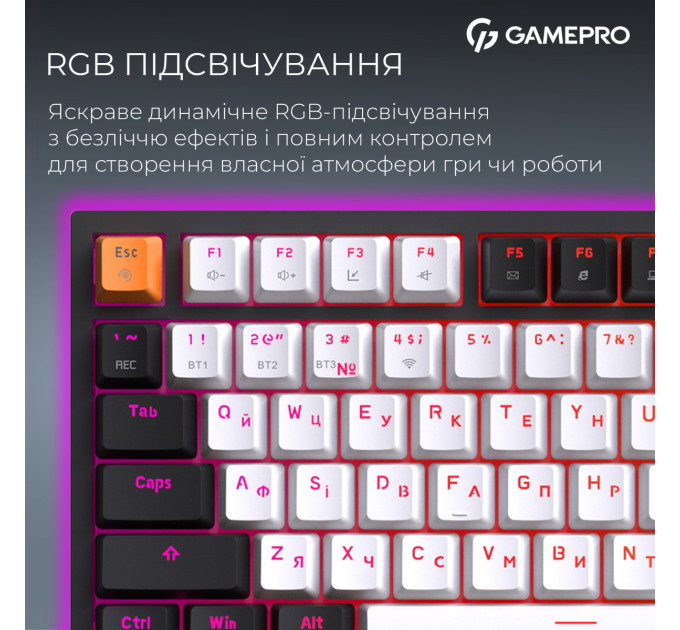 GamePro Клавіатура бездротова GamePro Asgard Valhalla QLAB Sakura Switch Black (MK160-B-QS-PRO)