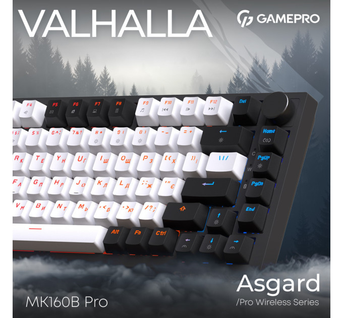 GamePro Клавіатура бездротова GamePro Asgard Valhalla QLAB Sakura Switch Black (MK160-B-QS-PRO)