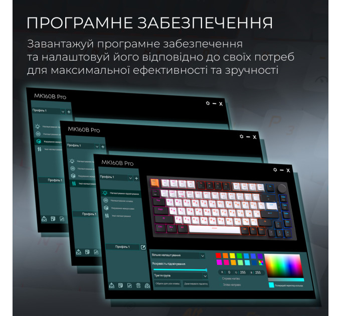GamePro Клавіатура бездротова GamePro Asgard Valhalla QLAB Sakura Switch Black (MK160-B-QS-PRO)