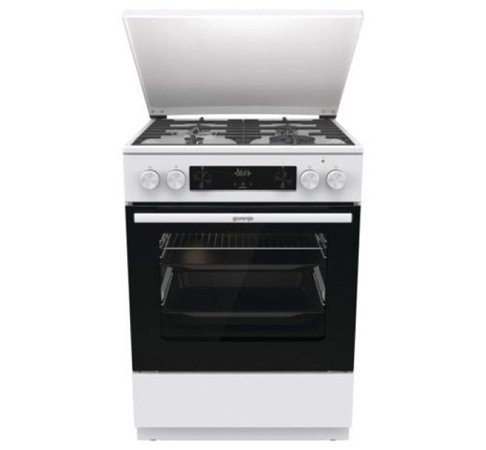 Gorenje HA Плита Gorenje комбінована, 71л, 60x60см, дисплей, чавун,з кришкою, програматор IconLed, білий