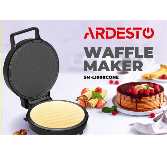 ARDESTO HA Вафельниця ARDESTO 1200Вт, тоненька вафля круглої форми, корпус-пластик, чорний