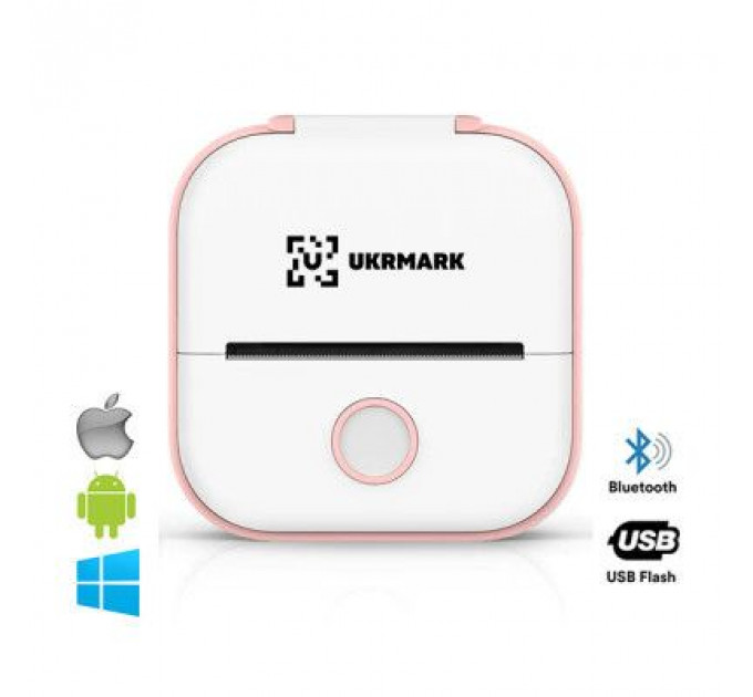 Принтер чеків UKRMARK P02PK Bluetooth, біло-рожевий (900888)