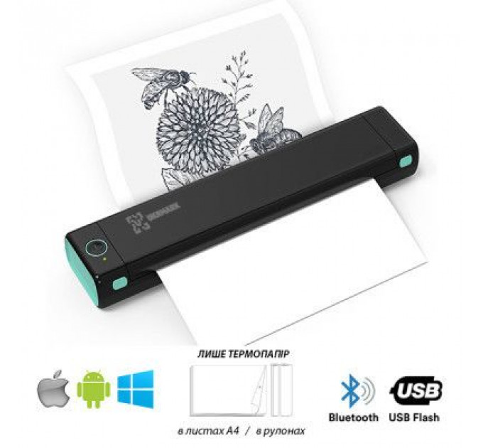Принтер чеків UKRMARK M08-BK А4, Bluetooth, USB, чорний (900781)