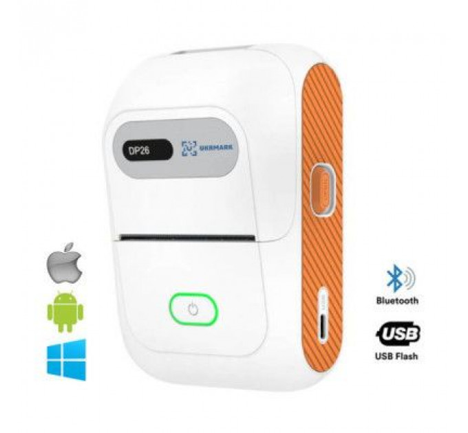 Принтер етикеток UKRMARK DP26WT bluetooth, USB, білий (900885)