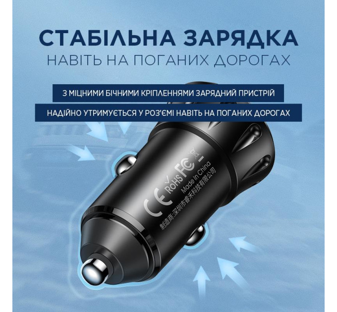Remax Автомобильное зарядное устройство Remax Vanguard Series 2xUSB 2.4A Black (RCC-236)
