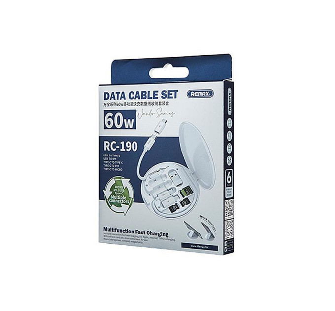 Remax Кабель Remax Wanbo Series з кейсом і перехідниками 6в1 60W White (RC-190)