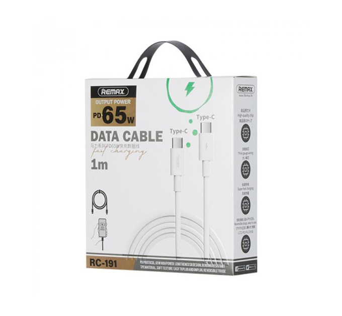 Remax Кабель Remax Marlik Series Power Delivery Type-C to Type-C 65W White (RC-191)