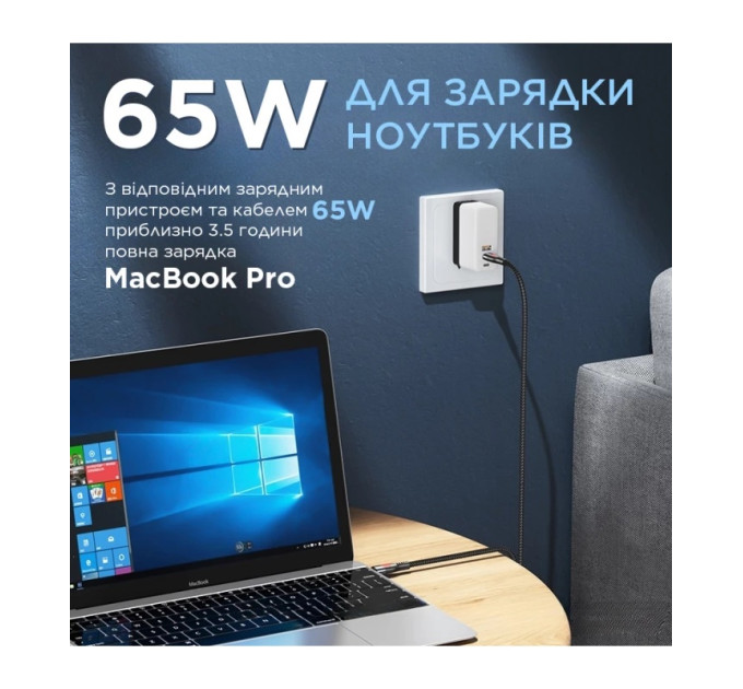 Remax Кабель Remax Lesu USB Type-C - USB Type-C 65W, 1м, Black (RC-195)