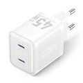 Vention Зарядний пристрій VENTION 2-Port USB (C + C) GaN Charger (45W/45W) EU-Plug Transparent White (FCFW0-EU)
