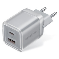 Зарядний пристрій VENTION 2-Port USB (C + A) GaN Charger (70W/22.5W) EU-Plug Transparent Gray (FCGH0-EU)